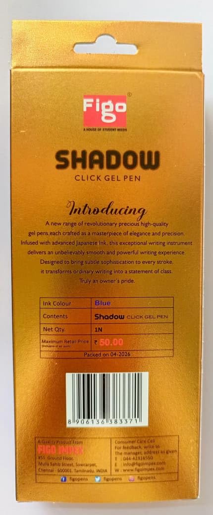 Figo Shadow Click Gel Pen (Blue) - Image 3