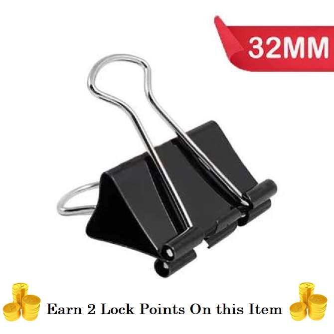 Kesariya Metal Binder Clip (32mm) Width Black