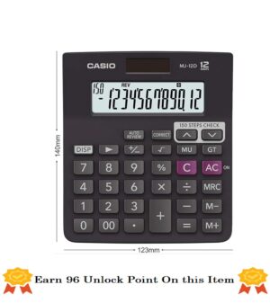 Casio MJ-12D-BK 150 Steps Check & Correct Calculator