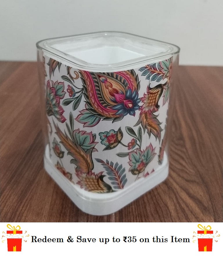 Redeem Khyati Crystal Square Pen Stand-S611 (Redeem Off Up to 35 rs)